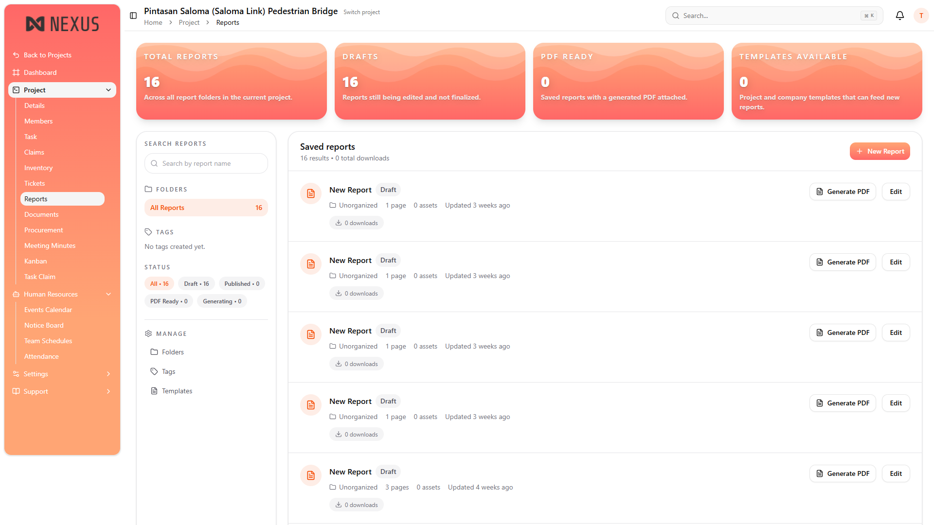 NexReport screenshot — Nexus ICMMS Malaysia operations platform